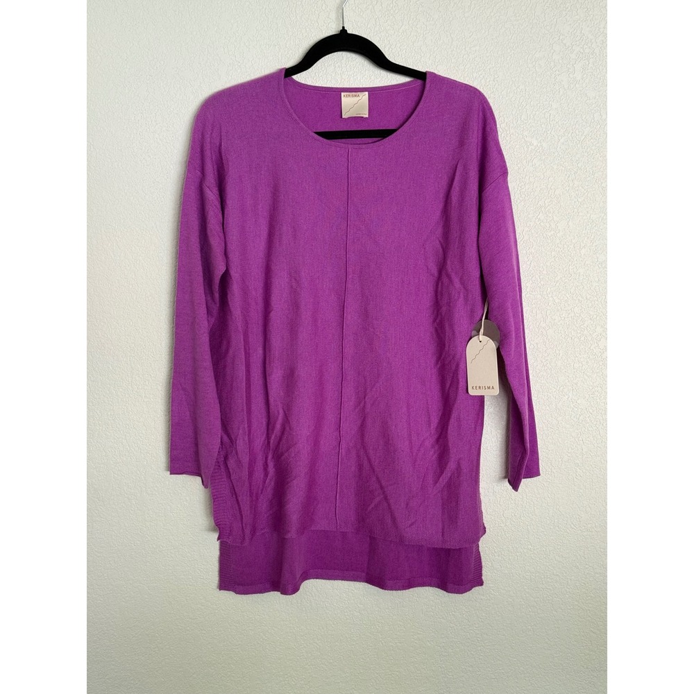Kerisma Eaton Hi-Lo Solid Top Purple Knit Sweater S/M NWT